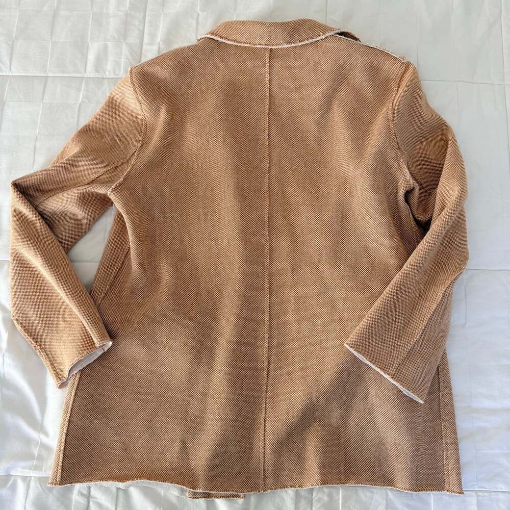 Topshop Beige Unstructured Blazer Raw Hem Minimalist Layering Jacket - Picture 7 of 8